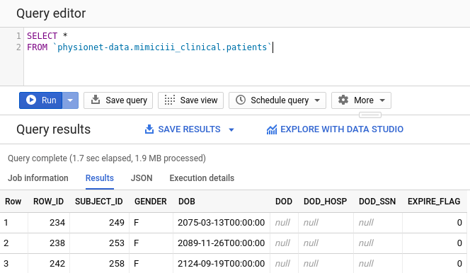 Example patients query